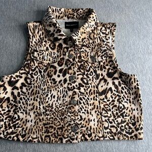 Sequin Hearts Animal Print Vest